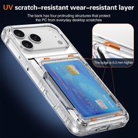 Étui de luxe grande capacité pour cartes, compatible avec iPhone 18 17 Pro Max, transparent avec support rabattable