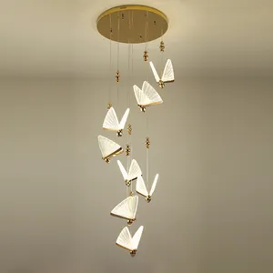 Butterfly LED Pendant Lights Indoor Lighting Nordic Home Modern Hanging Lamp Droplight Crystal 80 European 5 Pcs Switch Control