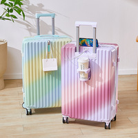 Valise ABS tendance à dégradé de couleurs, multi-tailles, avec roulettes silencieuses, unisexe, grande capacité
