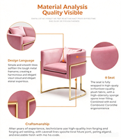 Chaise de salle à manger ergonomique STAR moderne en velours rembourré avec structure en métal doré stable et durable pour la maison, le bureau, le salon et la salle de séjour