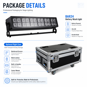 Barra de Luz LED RGBWA+UV de 24x12W con Batería para Bodas, Eventos, DJ y Aplicaciones de Iluminación - Product Image 6
