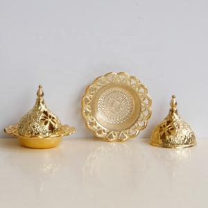 Brûleur d'encens miniature <span class=keywords><strong>en</strong></span> céramique de style moyen-oriental, brûleur d'encens <span class=keywords><strong>en</strong></span> métal doré, accessoires de couverture de brûleur d'encens - Product Image 4