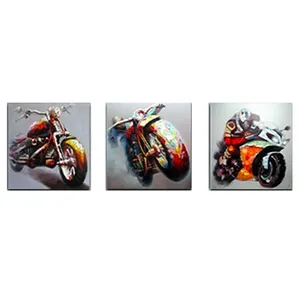 Handmade Abstract Knife Motorcycle Canvas Pictures on Canvas for Living Room Decoration Motorbike Racer Oil Painting