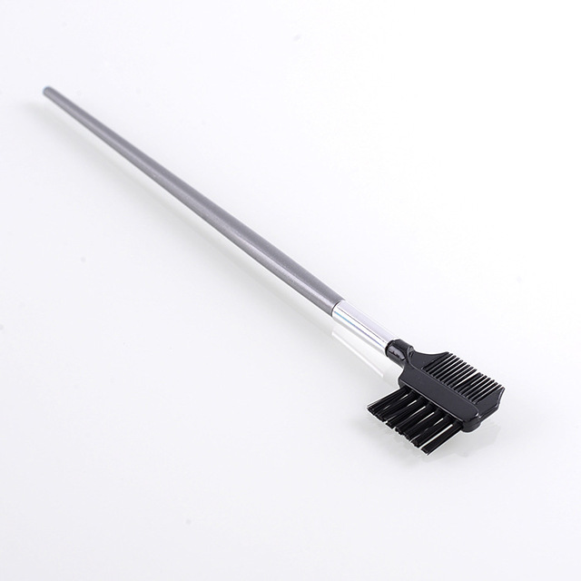 Private Label Custom Logo Makeup Applicator Eye Brow Comb Brush 14cm Mini Black Plastic Handle Soft Eyelash & Mascara Companion