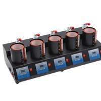 Presse à chaud multi-stations 5-en-1 à cinq trous pour tasses, bouteilles et gobelets, avec contrôle indépendant pour la sublimation et le transfert thermique