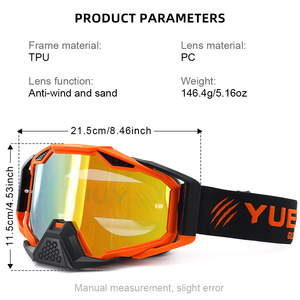 Yuedio Xe Máy Kính Cho Nam Giới Và Phụ Nữ UV Bảo Vệ Offroad Cưỡi Kính Với Dây Đeo Đàn Hồi Và Bọt Đệm - Product Image 2