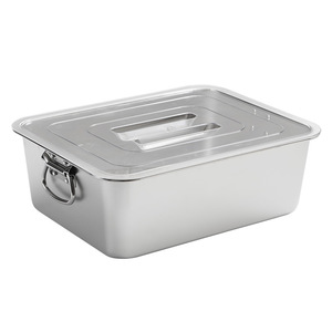 Stainless Steel Square Storage Container 304 With Clip On Lid Kitchen Food Preservation Basin Large Capacity - Product Image 1