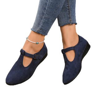 Zapatos de tacón de cuña de ante para mujer, talla grande, estilo británico, con punta hueca, sin cordones, novedad de otoño, venta al por mayor 43 - Product Image 5