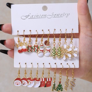 Fashion Jewelry Christmas Drop <b>Earrings</b> Set Santa Claus Snowflake Reindeer Tree Holiday <b>Earrings</b> Women Gift <b>Box</b> Included - Product Image 1