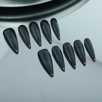 Alta calidad hecha a mano Color mezclado estilo ojo de gato forma de ataúd forma de uñas artificiales reutilizables y venta al por mayor de fábrica