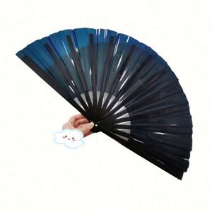 Abanico Plegable de PVC Multicolor de 13 Pulgadas con Varillas de Bambú para Festivales de Música y Decoraciones, Producto de Artesanía de Bambú - Product Image 3