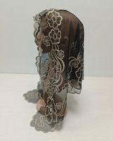 Voile de Mariée Haute Qualité en Dentelle Française Appliquée, Bordures Brodés pour Église Cathédrale, Foulard Mantille Hijab