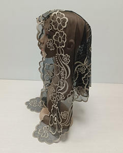 फ्रेंच फीता एपिक एज ब्राइडल घूंघट शादी चर्च कैथेड्रल कढ़ाई सिर स्कार्फ मैटिल्ला हिजाब - Product Image 3