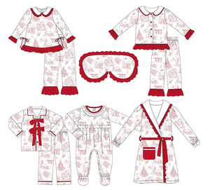 Set Pigiama Famiglia per Ragazze, Maniche Lunghe, Stampa Rossa e Bianca, Top e <span class=keywords><strong>Pantaloni</strong></span> Comodi, Set Abbigliamento Natalizio - Product Image 2