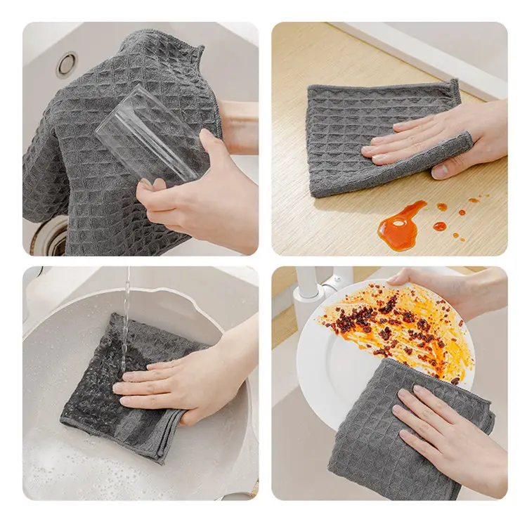 assorbente in microfibra tessuto waffle dettaglio panno pulito senza graffi lintno asciugamano lavaggio auto a secco rapido