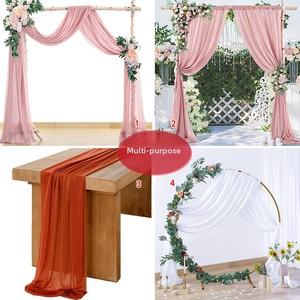 Ensemble de draperies d'arche de <span class=keywords><strong>mariage</strong></span> en mousseline 100D style européen de luxe avec perles, tissu de fond transparent personnalisable pour événements extérieurs et fêtes - Product Image 5