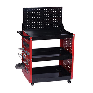 Carrito de Herramientas Móvil de Tres Niveles con Panel Trasero y Ganchos Especiales - Product Image 1