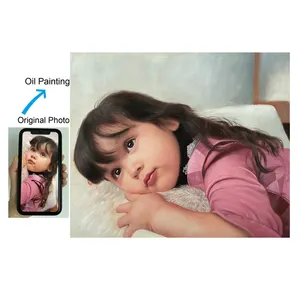 Custom Realist Style Hand-Painted Portrait Painting on Canvas Personalized Baby & Family Art from Photo Oil Medium