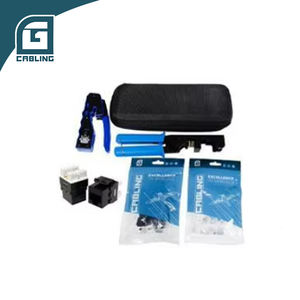 Kit professionnel de câblage réseau Gcabling, kit d'outils de serrage <span class=keywords><strong>RJ45</strong></span>, kit d'outils de sertissage de câbles <span class=keywords><strong>Ethernet</strong></span> <span class=keywords><strong>RJ45</strong></span> avec connecteur et prise Keystone - Product Image 1