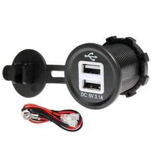 12V 24V Adaptador de coche Motocicleta <span class=keywords><strong>Moto</strong></span> Bicicleta 5V 2.1A Enchufe de cargador de coche <span class=keywords><strong>USB</strong></span> dual - Product Image 1