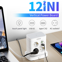 Prise de courant VINISEM EU Tower Light avec 7 prises AC, 2 ports USB, 2 ports Type-C, protection contre les surtensions, prise OEM&ODM, interrupteur, rallonge