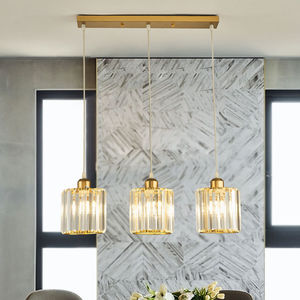 Modern Minimalist Crystal Pendant <b>Light</b> 3 Heads Round LED Chandelier For Home <b>Dining</b> Room Bar Counter - Product Image 2