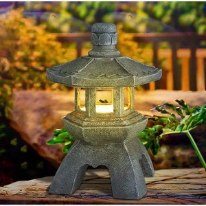 Statues de pagode, statue solaire d'extérieur, décoration de jardin japonais, lanterne de jardin zen d'extérieur, lumière de jardin LED vacillante - Product Image 5