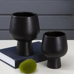 Vasos bonsai para plantadores de cactos suculentos de porcelana fosca preta rústica personalizada