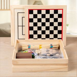 12 en 1 jouet d'échecs en bois table classique jouet dames échecs volants jeux <span class=keywords><strong>de</strong></span> société portables - Product Image 6