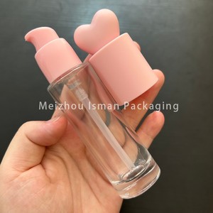 ISMAN - Botella de Perfume de Vidrio de 30 ml con Logotipo Personalizado, Botella Transparente Rosa para Loción, Botella con Bomba para Suero, Botella para Cuidado de la Piel con Forma de Corazón, Botella para Base de Maquillaje - Product Image 5