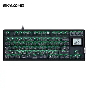 87 مفتاحًا لوحة مفاتيح ميكانيكية skyloong GK87 Pro crazy caps لهم أغطية مفاتيح بودنج مع شاشة RGB مع 3 مفاتيح knobing