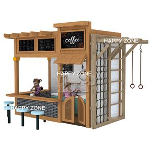 Aire de jeux intérieure moderne en bois avec espace repas familial - <span class=keywords><strong>Centre</strong></span> de divertissement pour enfants multi-niveaux de style nordique, café de jeu de rôle - Product Image 4