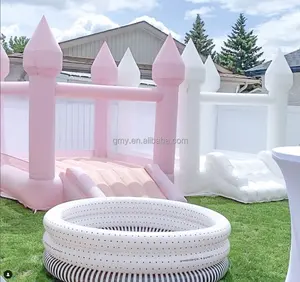 Pastel màu hồng và trắng ít thư bị trả lại bên bé nhà bị trả lại thương mại Inflatable Bouncer cho bán