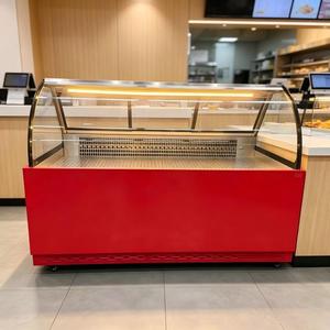 Commercial Curved Glass Refrigerated Display <b>Case</b> Mobile Caster Wheels for Supermarket Deli Food Storage - Product Image 2