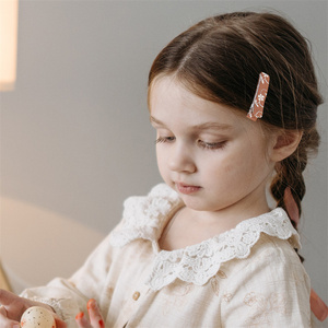 Pinza de pelo de cocodrilo con forro de cinta de doble punta Ins para niñas, pinzas de pelo a presión envueltas con bordado de encaje, pasador DIY para niñas - Product Image 2