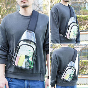 カスタムロゴ卸売大容量シングルショルダークロスボディ黒と白のトラベルスポーツジムメンズチェストクリアスリングバッグ - Product Image 3