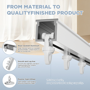 Rail de <span class=keywords><strong>plafond</strong></span> et support pour <span class=keywords><strong>tringle</strong></span> à rideau simple, occultant, blanc, 159,9 pouces, de la marque YIJIALE Factory. - Product Image 5