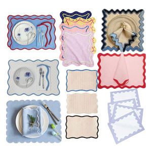 Francés hemstitch personalizado bordado monograma patrón borde 100% pura tela <span class=keywords><strong>falx</strong></span> Lino cóctel servilleta para boda - Product Image 6