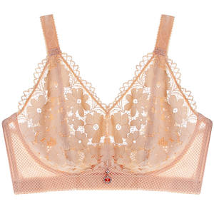 Lencería ultrafina de talla grande para mujer, copa completa, anillo de acero, diseño de realce, Sujetador de encaje pequeño con aros en el <span class=keywords><strong>pecho</strong></span> grande - Product Image 6