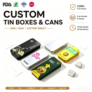 OEM Custom Printed Sliding Tea Tin <strong>Box</strong> <strong>Small</strong> Square Tea Bag Container <strong>with</strong> Slide <strong>Lid</strong> - Product Image 1