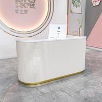 Comptoir de Caisse de Réception sur Mesure Moderne en Bois avec LED, Blanc, pour Salon, Salle de Sport, Magasin, Hôtel, Spa - Bureau d'Accueil à Vendre