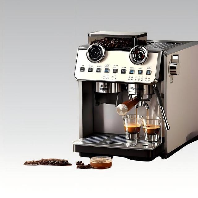 Espresso Coffee Machine with Grinder Semi Automatic Dual Pump Italian Style Steam Milk Frother for Home Barista