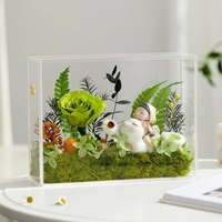 Boîte de présentation en acrylique avec couvercle transparent - Cadre polyvalent pour fleurs séchées, idéal pour les créations DIY, centre de table et décoration de cadeaux - Fabriqué en Chine