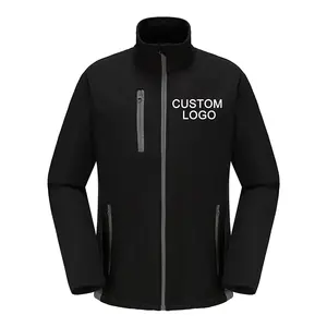 Custom logo outdoor hiking running cycling windbreaker waterproof breathable men's stand-up collar softshell jacket