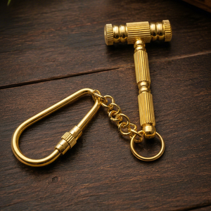 Brass Hammer Keychain <b>Mini</b> Gavel Keychain Solid Brass Tool <b>Keyring</b> Handmade Vintage Key Holder Gift for Lawyer Judge Carpenter - Product Image 1