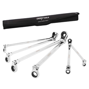 Jeu de clés à anneau double face en acier au chrome-vanadium Disen, 6 pièces, extra longues, 8-19 mm, métriques, anti-étincelles, qualité industrielle, à fourche - Product Image 1