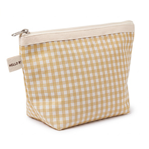 <b>Gingham</b> Trapezoid Pouch Lobster Clasp Yellow Light Grey <b>Red</b> White Makeup Bag Custom Logo OEM BSCI - Product Image 2