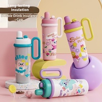 Nouveau mignon grande capacité 316 tasse à eau en acier inoxydable dessin animé créatif Double boisson avec poignée paille Thermos tasse