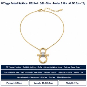Collier en acier inoxydable plaqué or PVD 18 carats, étanche, bicolore, vente en gros, bijoux de mode pour femmes - Product Image 4