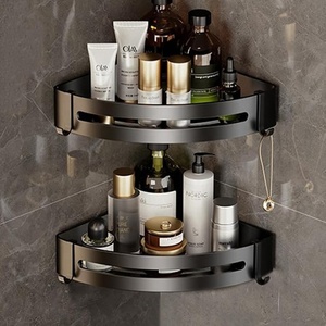 <span class=keywords><strong>Étagère</strong></span> d'angle murale <span class=keywords><strong>noire</strong></span> en <span class=keywords><strong>métal</strong></span> antirouille pour salle de bain et panier de douche, avec option OEM/ODM - Product Image 2